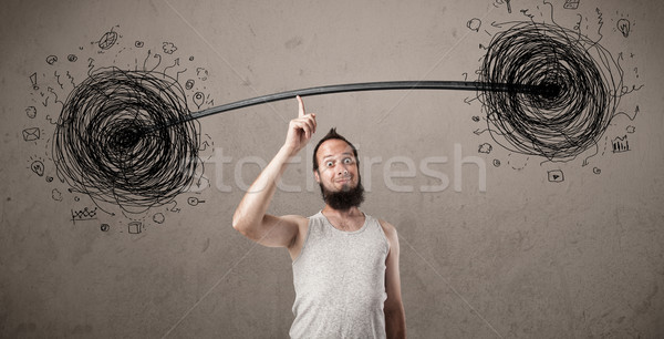 skinny guy defeating chaos situation Stock photo © ra2studio