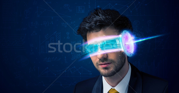 Zdjęcia stock: Człowiek · przyszłości · wysoki · tech · smartphone · okulary