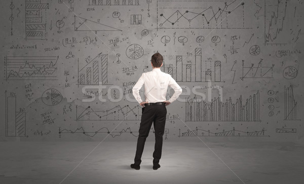 Verkäufer Business Charts Wand erfolgreich Geschäftsmann Stock foto © ra2studio