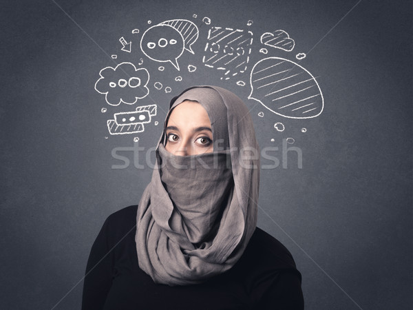 Muslim woman wearing niqab Stock photo © ra2studio
