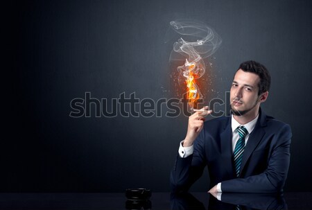 Zdjęcia stock: Biznesmen · palenia · piekło · efekt · ognia · człowiek