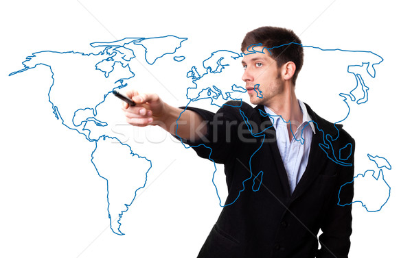 man drawing the world map Stock photo © ra2studio