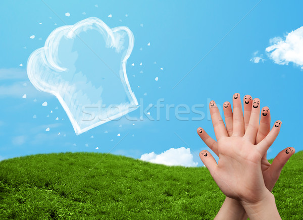 счастливым пальцы глядя иллюстрация Кука Сток-фото © ra2studio