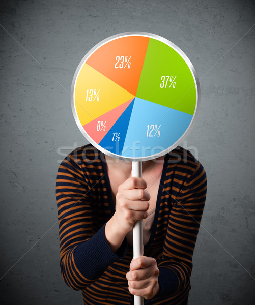 Young woman holding a pie chart Stock photo © ra2studio