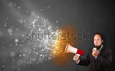 Foto stock: Cara · megafone · energia · partículas