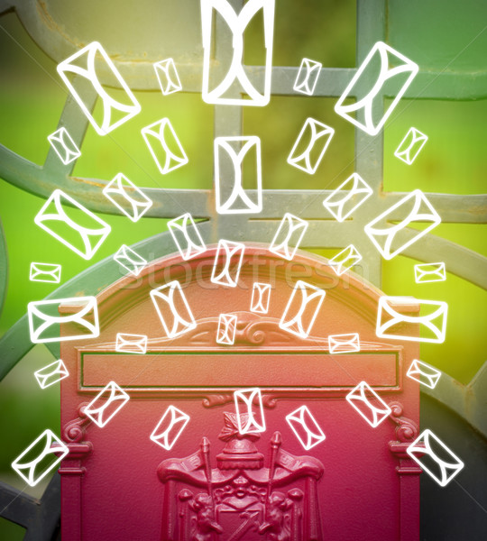 Cutie poştală scrisoare icoane verde hârtie Imagine de stoc © ra2studio