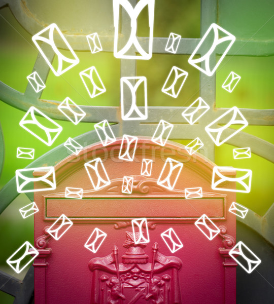 Mailbox lettera icone verde carta Foto d'archivio © ra2studio