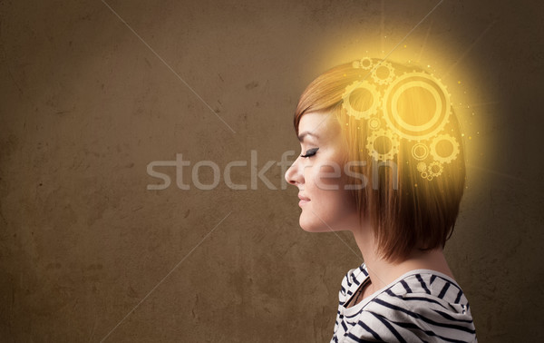 умный девушки мышления машина голову иллюстрация Сток-фото © ra2studio