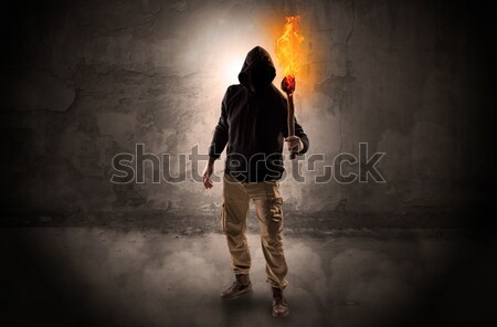 Guard in an abandoned space after explosion Stock photo © ra2studio