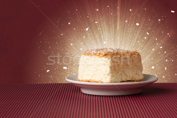 Sparkling tasteful home made cake with coloful background Stock photo © ra2studio