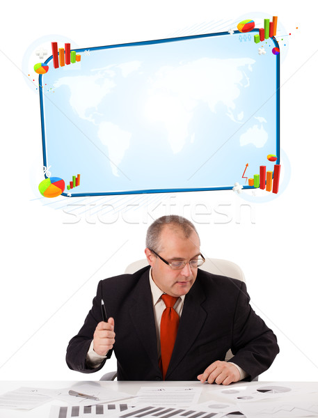 Businessman sitting at desk with copy space Stock photo © ra2studio