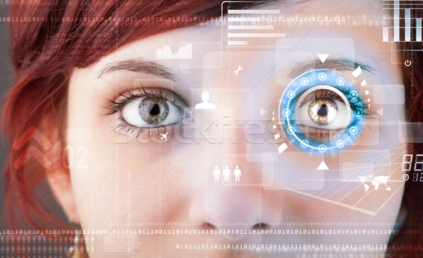 Jövő nő technológia szem panel absztrakt Stock fotó © ra2studio
