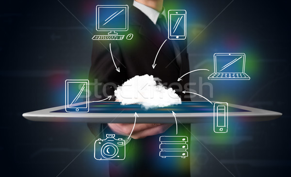 Geschäftsmann Hand gezeichnet Cloud Computing jungen Business Stock foto © ra2studio