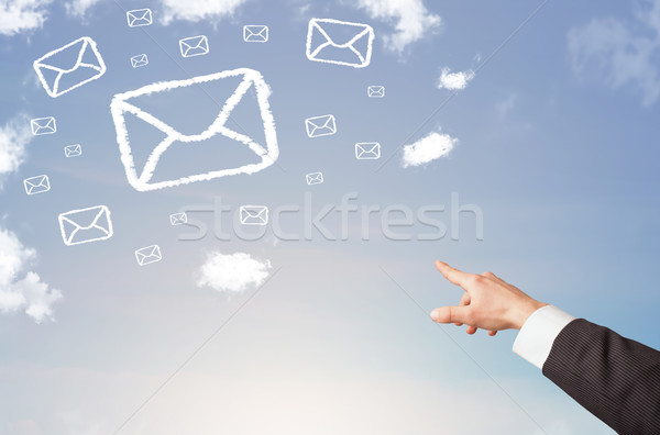 El işaret posta simge bulutlar mavi gökyüzü Stok fotoğraf © ra2studio
