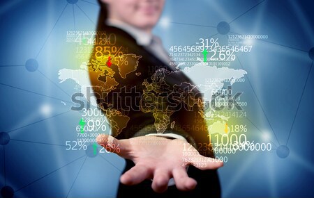 Business person holding earth statistics map Stock photo © ra2studio