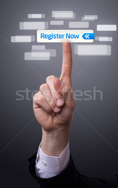 hand pressing register now button Stock photo © ra2studio