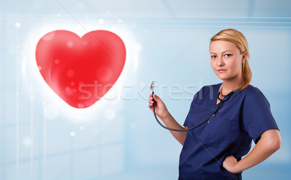 Stock foto: Jungen · Krankenschwester · Heilung · rot · Herz · ziemlich