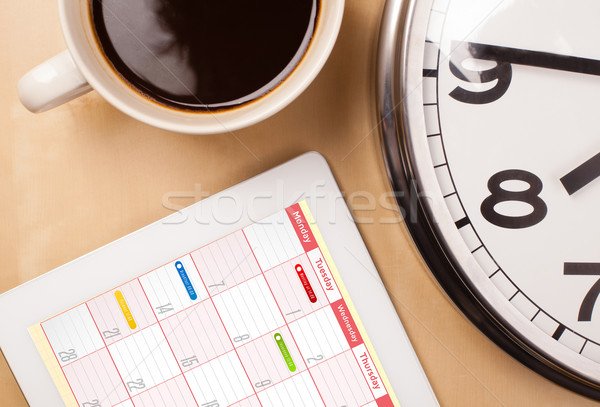 ストックフォト: 職場 · カレンダー · カップ · コーヒー