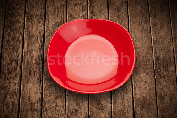 Colorful empty plate on grungy background table  Stock photo © ra2studio