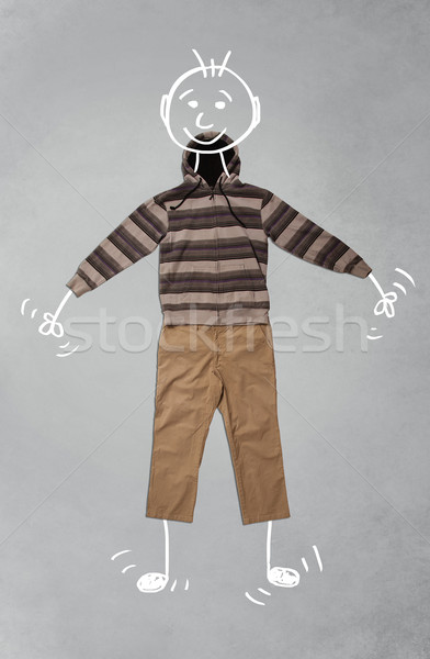 Cute funny cartoon character in casual clothes Stock photo © ra2studio