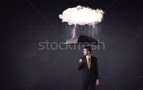 Affaires permanent parapluie peu tempête nuage Photo stock © ra2studio