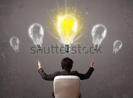üzletember ötlet villanykörte fényes kéz technológia Stock fotó © ra2studio