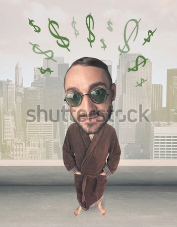 Big head person with idea dollar marks Stock photo © ra2studio