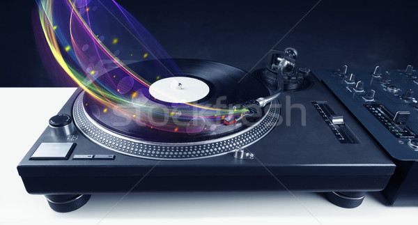 Draaitafel spelen vinyl abstract lijnen Stockfoto © ra2studio