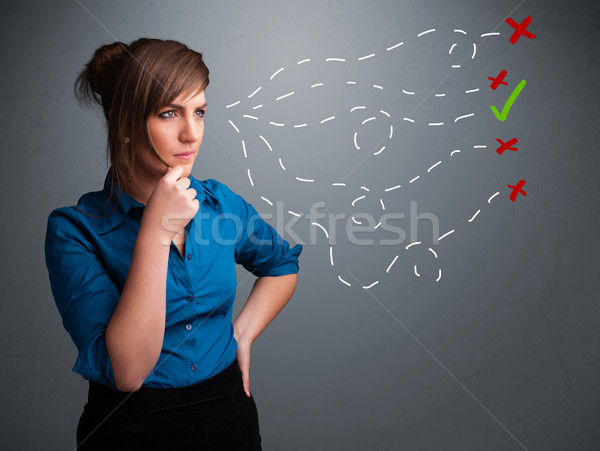 Jeune femme faux signes belle [[stock_photo]] © ra2studio