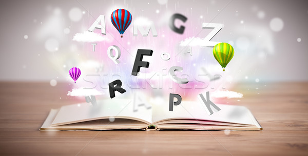 открытой книгой Flying 3D письма конкретные красочный Сток-фото © ra2studio