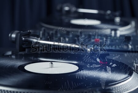 Turntable jouer musique classique icône musique [[stock_photo]] © ra2studio