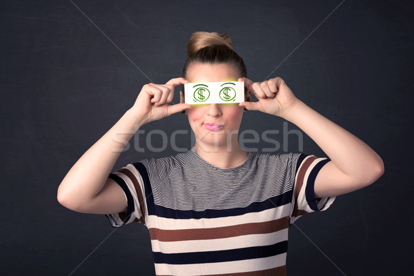 Joven papel verde signo de dólar negocios Foto stock © ra2studio