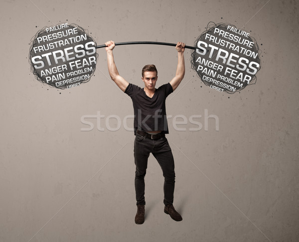 Foto stock: Muscular · homem · estresse · forte · ginásio