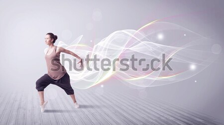 Városi breaktáncos tánc fehér vonalak gyönyörű Stock fotó © ra2studio