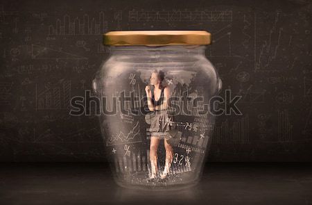 Om de afaceri prins borcan afaceri sticlă trist Imagine de stoc © ra2studio