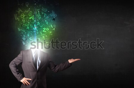 Business man with glowing exploding head Stock photo © ra2studio