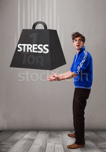 Knap jongen een stress gewicht Stockfoto © ra2studio