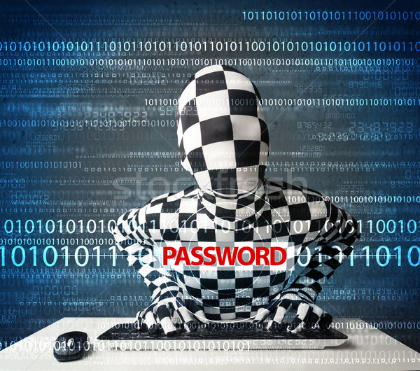 Hacker in morph 3d mask stealing password  Stock photo © ra2studio