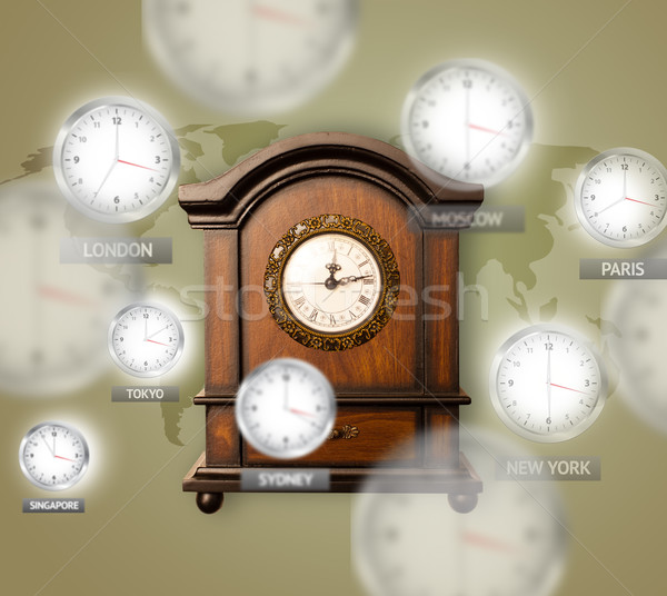 Clocks and time zones over the world concept Stock photo © ra2studio