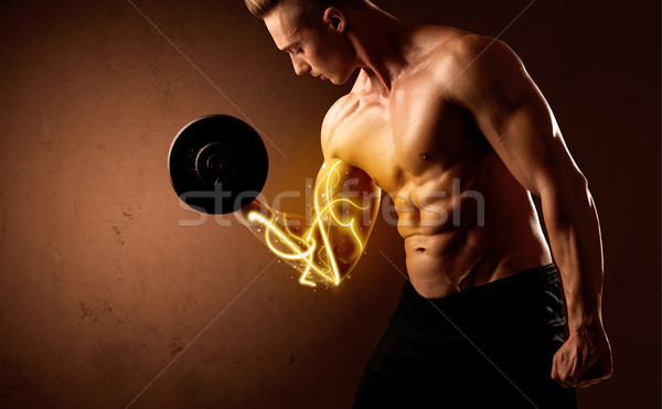 мускулистое тело строителя веса энергии фары Сток-фото © ra2studio
