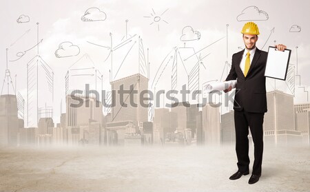 businessman wears yellow smiley face Stock photo © ra2studio