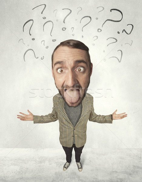 Big head person with question marks Stock photo © ra2studio