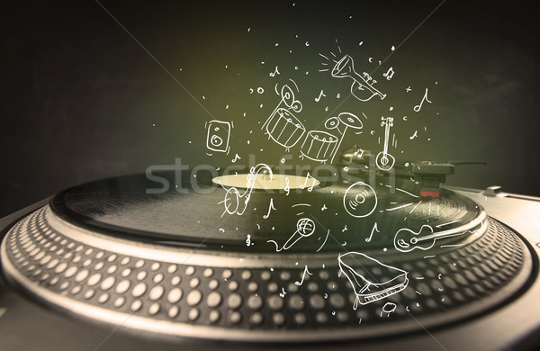 Turntable jouer musique classique icône musique Photo stock © ra2studio