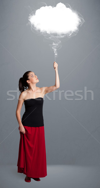 Güzel bayan bulut genç kadın kız Stok fotoğraf © ra2studio