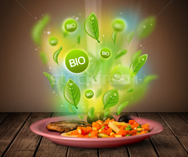 Saine bio vert plaque alimentaire [[stock_photo]] © ra2studio