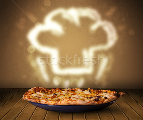 Délicieux pizza chef Cook chapeau vapeur [[stock_photo]] © ra2studio