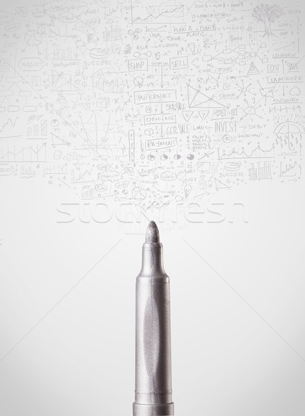 Felt pen close-up with diagrams Stock photo © ra2studio