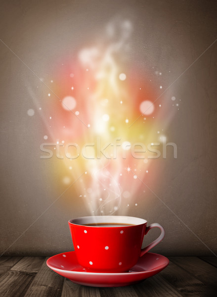 Tasse de café résumé vapeur coloré lumières [[stock_photo]] © ra2studio