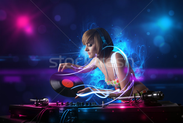 Stockfoto: Disc · jockey · spelen · muziek · lichteffecten · lichten · mooie