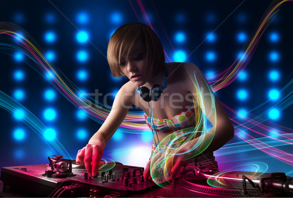 Jovem menina registros colorido luzes belo Foto stock © ra2studio